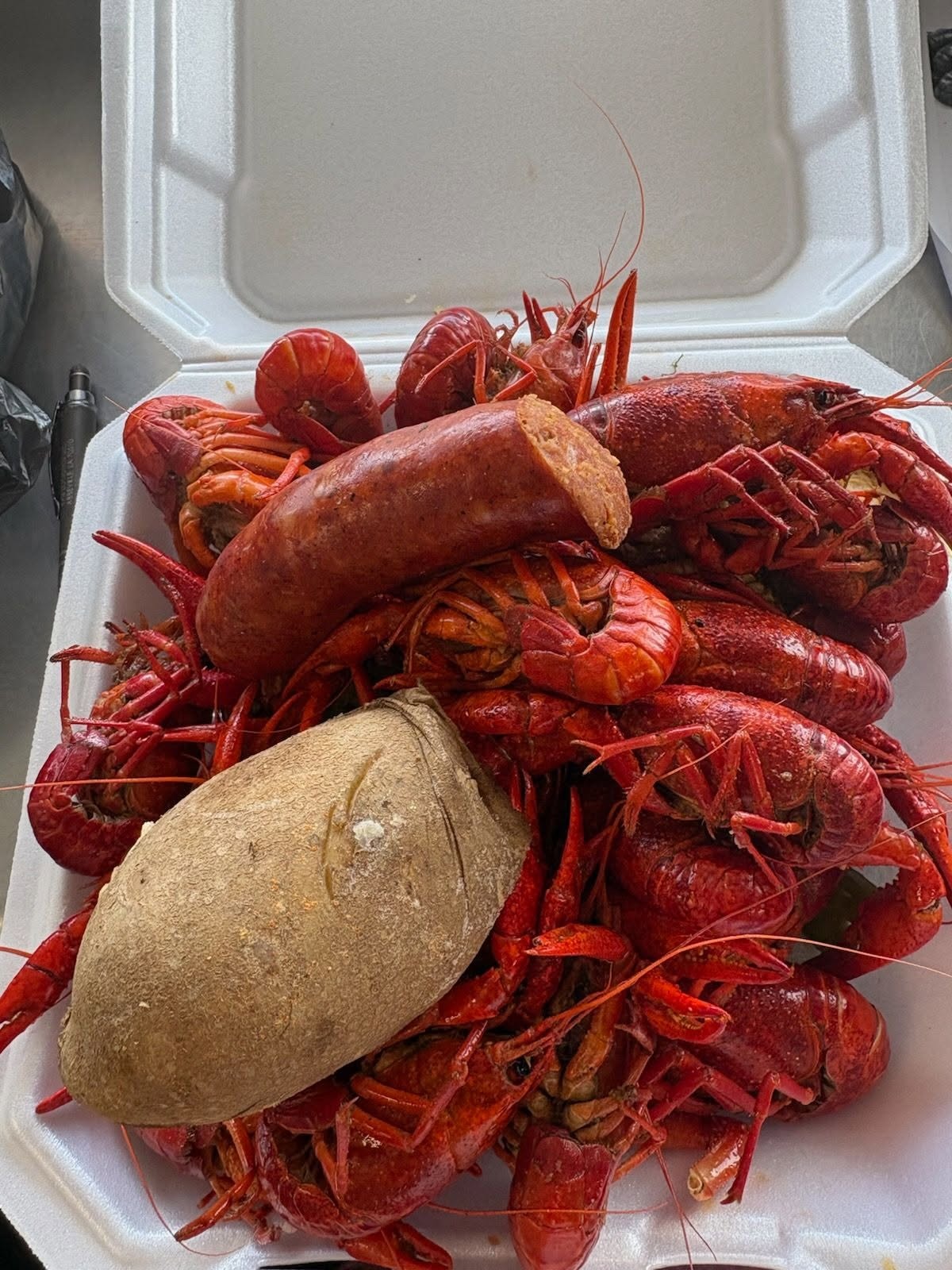 Cajun crawfish and sausage from food truck at BFL Lafayette